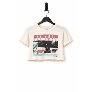Ice Cube Graphic Crop Top Shirt Women's L White Rap Hip Hop Tee Vintage Style
